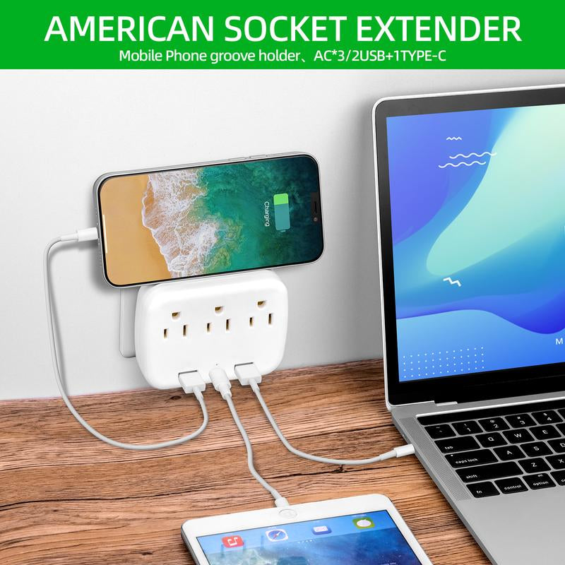 Cruise Ship Essentials - Cruise Approved Power Strip Non Surge Protector, Travel Plugs Adapter with 3 Outlets 2USB (1 USB-C) for Home Office Must Have