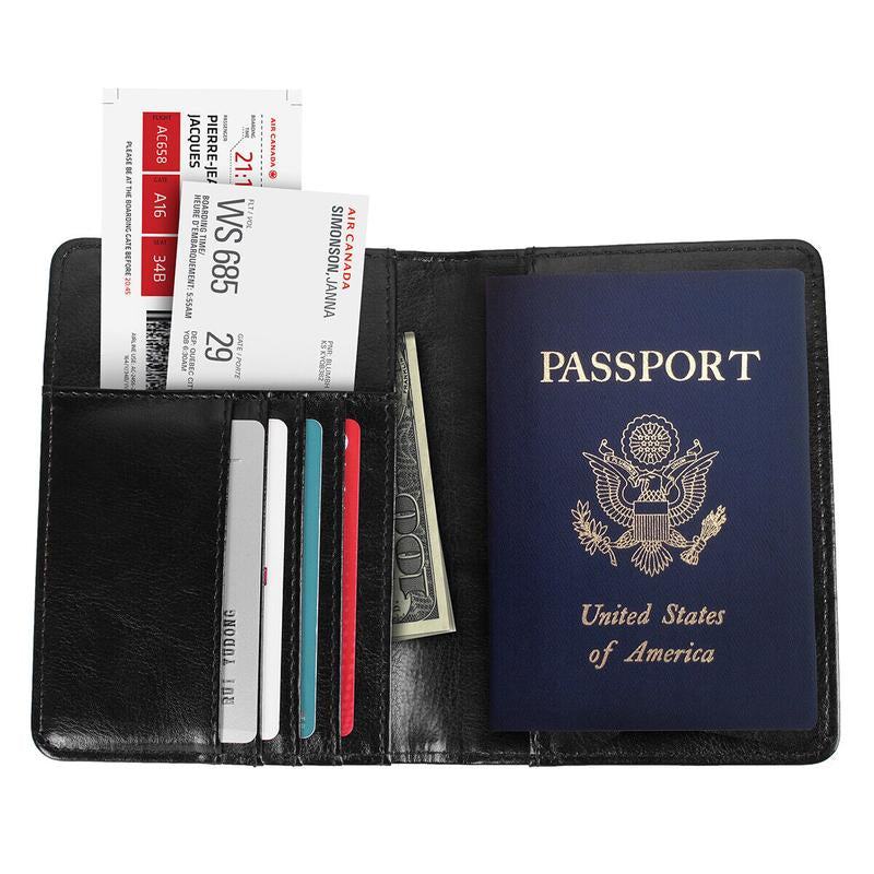 Slim Leather Travel Passport Wallet Holder with RFID Blocking Passport Holder