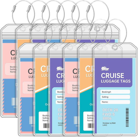 Teskyer Clear Luggage Tag, 12Pcs/Set Cruise Luggage Tag, Clear Luggage Tags, Cruise Card Holder, Suitable for All Cruise Lines, Cruise Essentials, Travel Essentials, School Supplies 2024