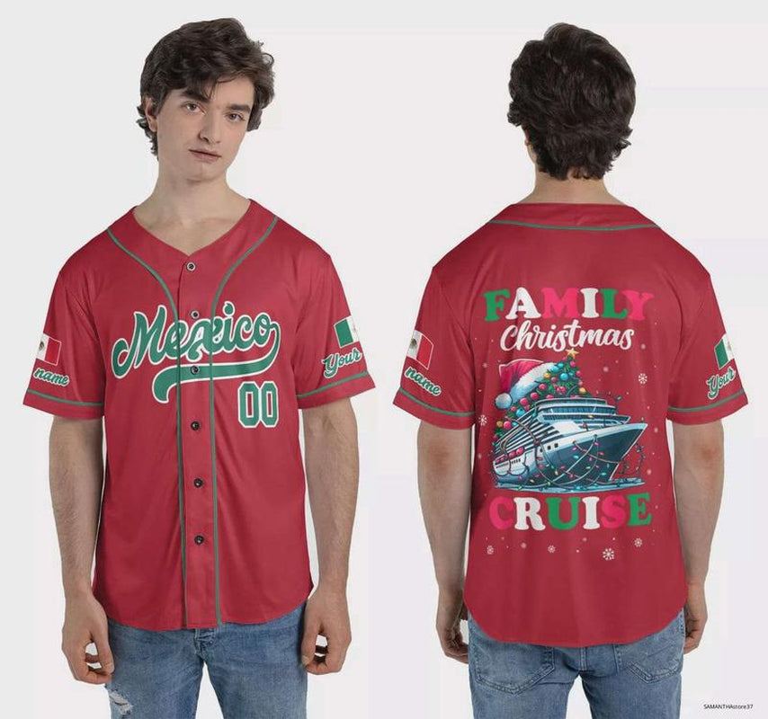 Personalized Family Cruise Mexico Vacation Christmas Baseball Jersey XS-5XL