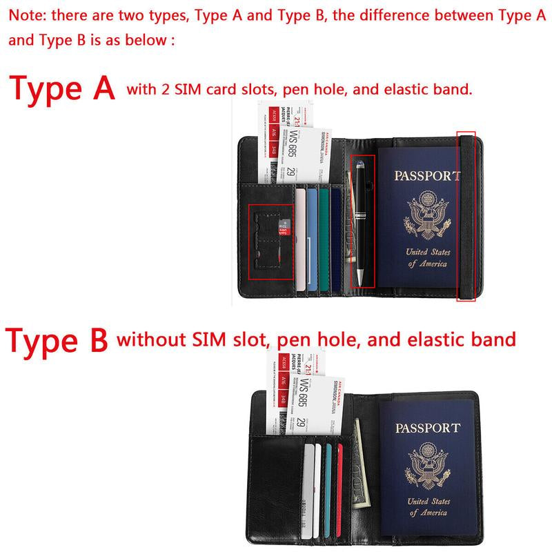 Slim Leather Travel Passport Wallet Holder with RFID Blocking Passport Holder