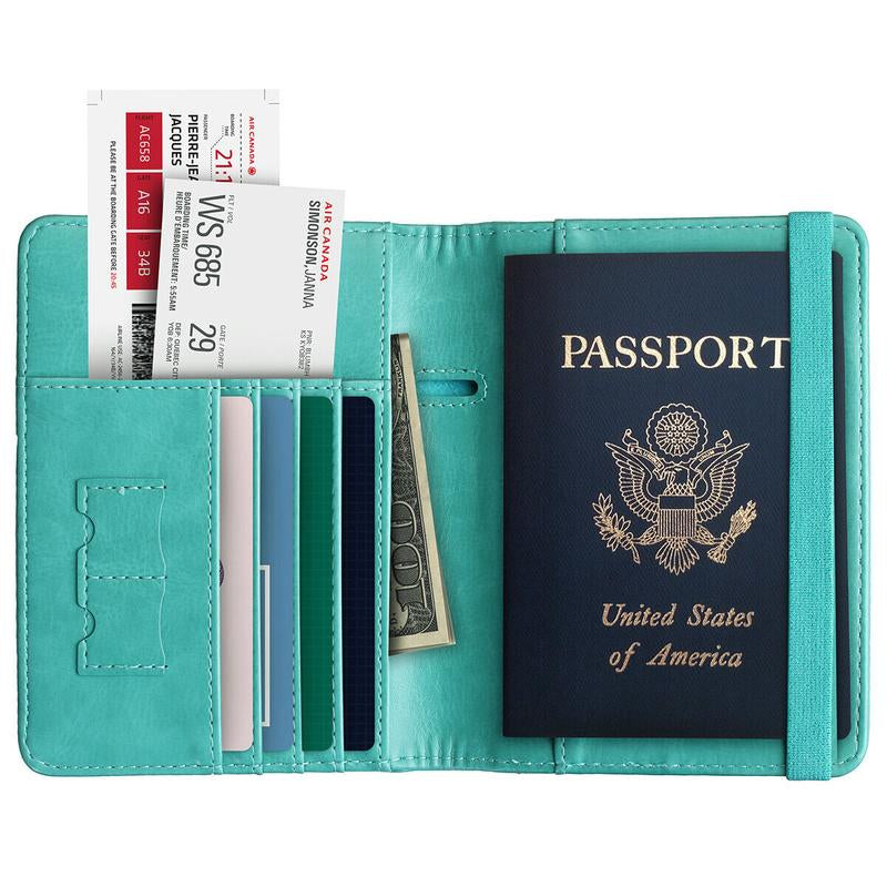 Slim Leather Travel Passport Wallet Holder with RFID Blocking Passport Holder