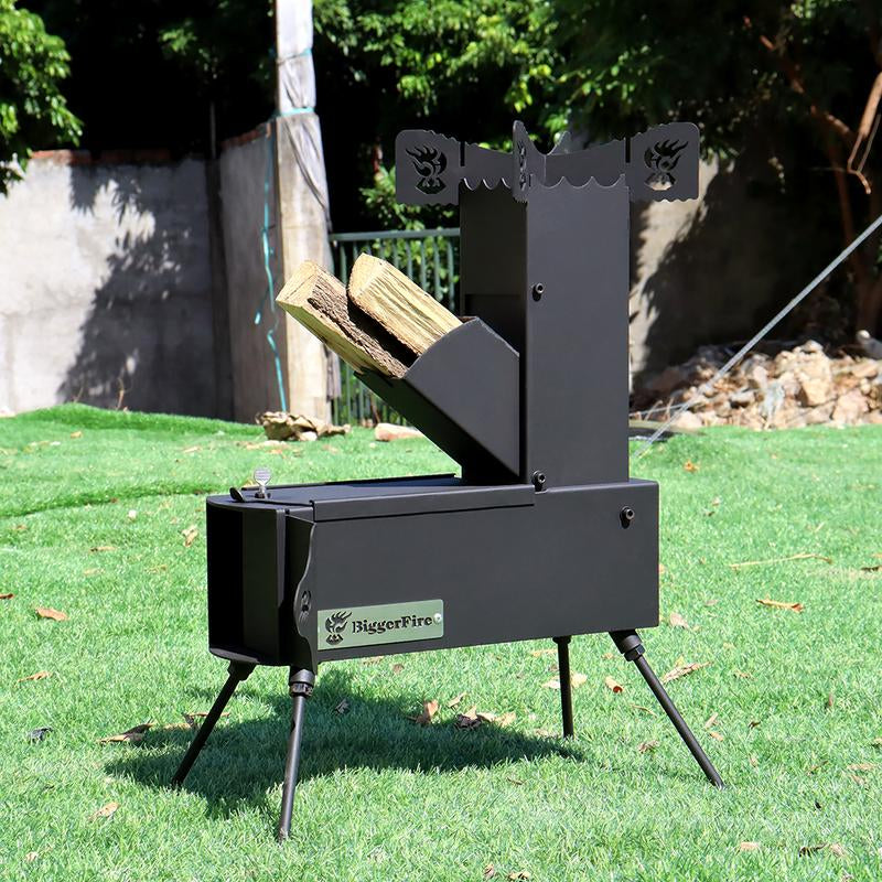 Rocket Stove for Cooking, Portable Wood Burning Stove, Ideal for Camping, Backyard Cooking, Outdoor BBQ Events, Comes with Storage Bag