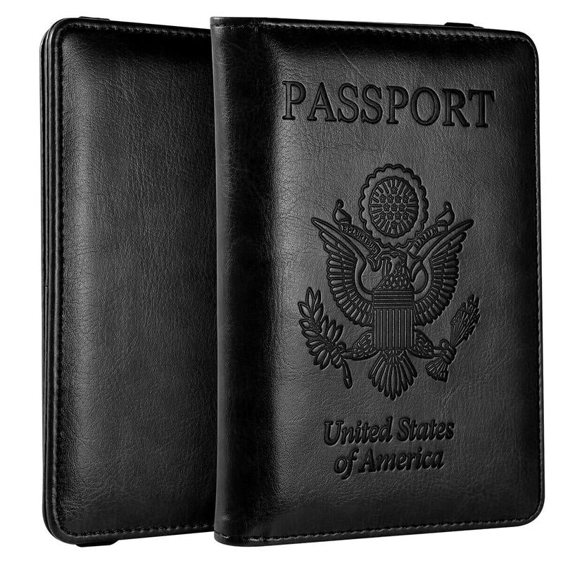 Slim Leather Travel Passport Wallet Holder with RFID Blocking Passport Holder