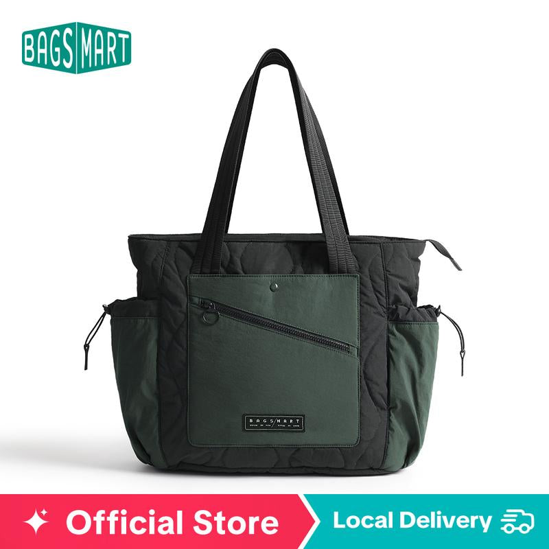 BAGSMART Travel Tote Bag for Women, Lightweight Quilted Shoulder Bag Handbag for Travel Work Gym