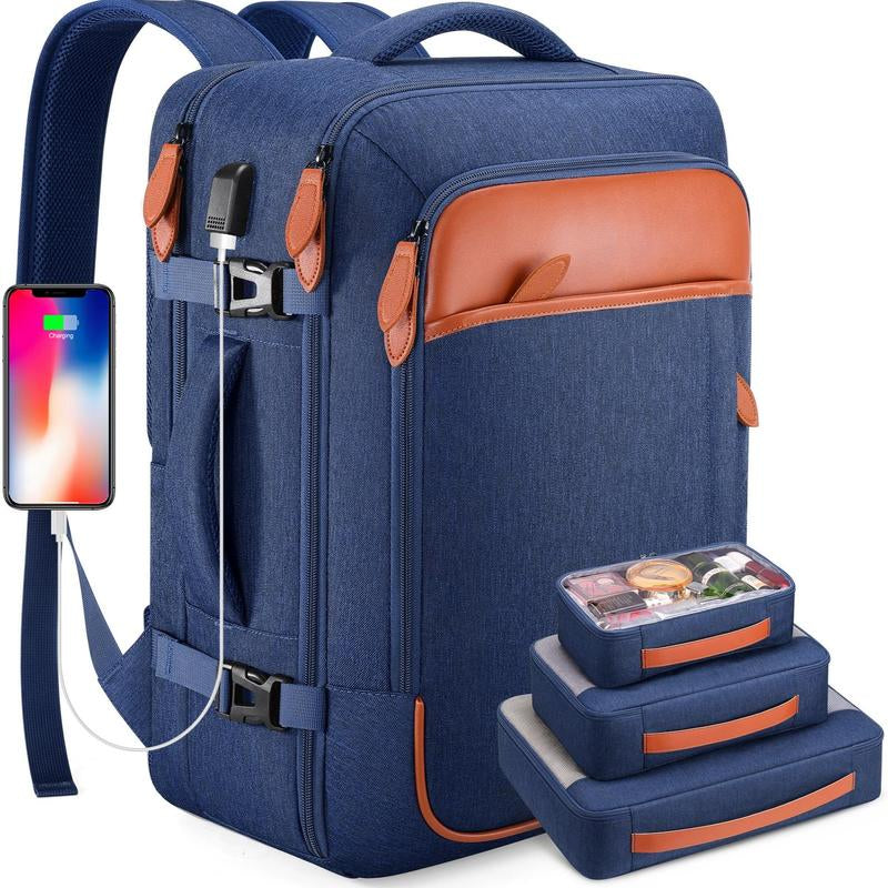 42L Travel Laptop Backpack with 4 Packing Cubes