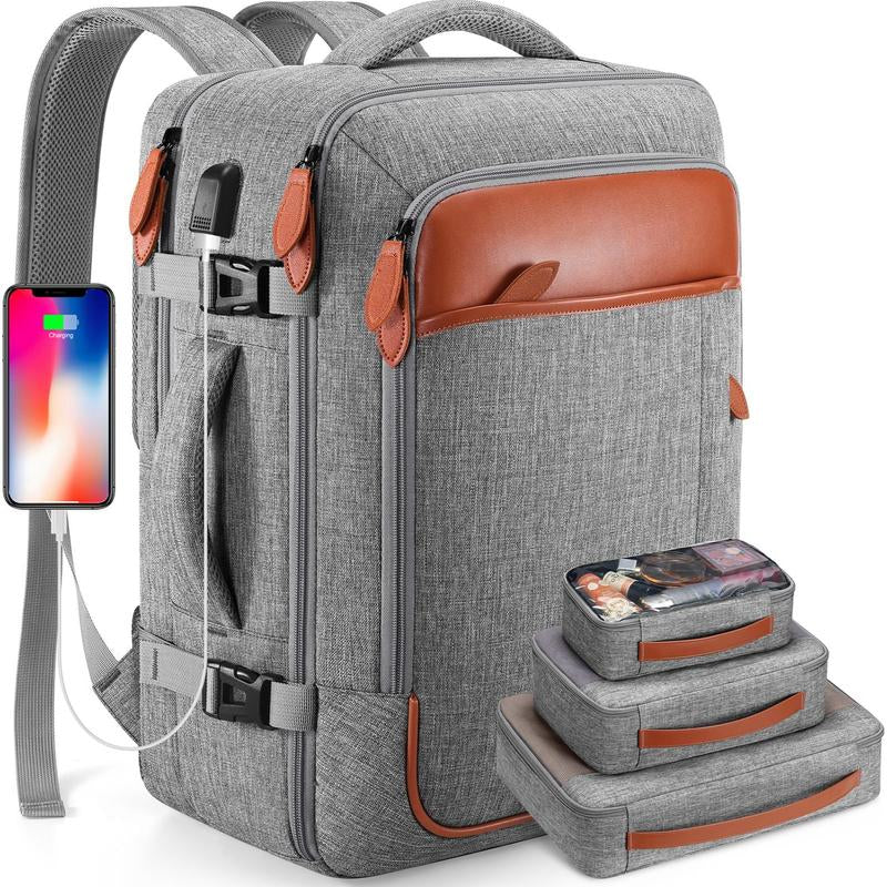 42L Travel Laptop Backpack with 4 Packing Cubes