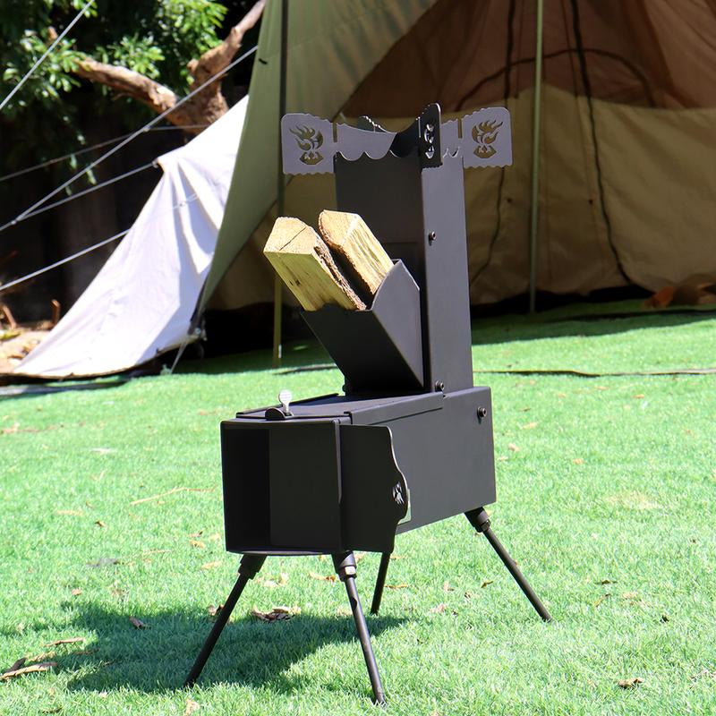 Rocket Stove for Cooking, Portable Wood Burning Stove, Ideal for Camping, Backyard Cooking, Outdoor BBQ Events, Comes with Storage Bag