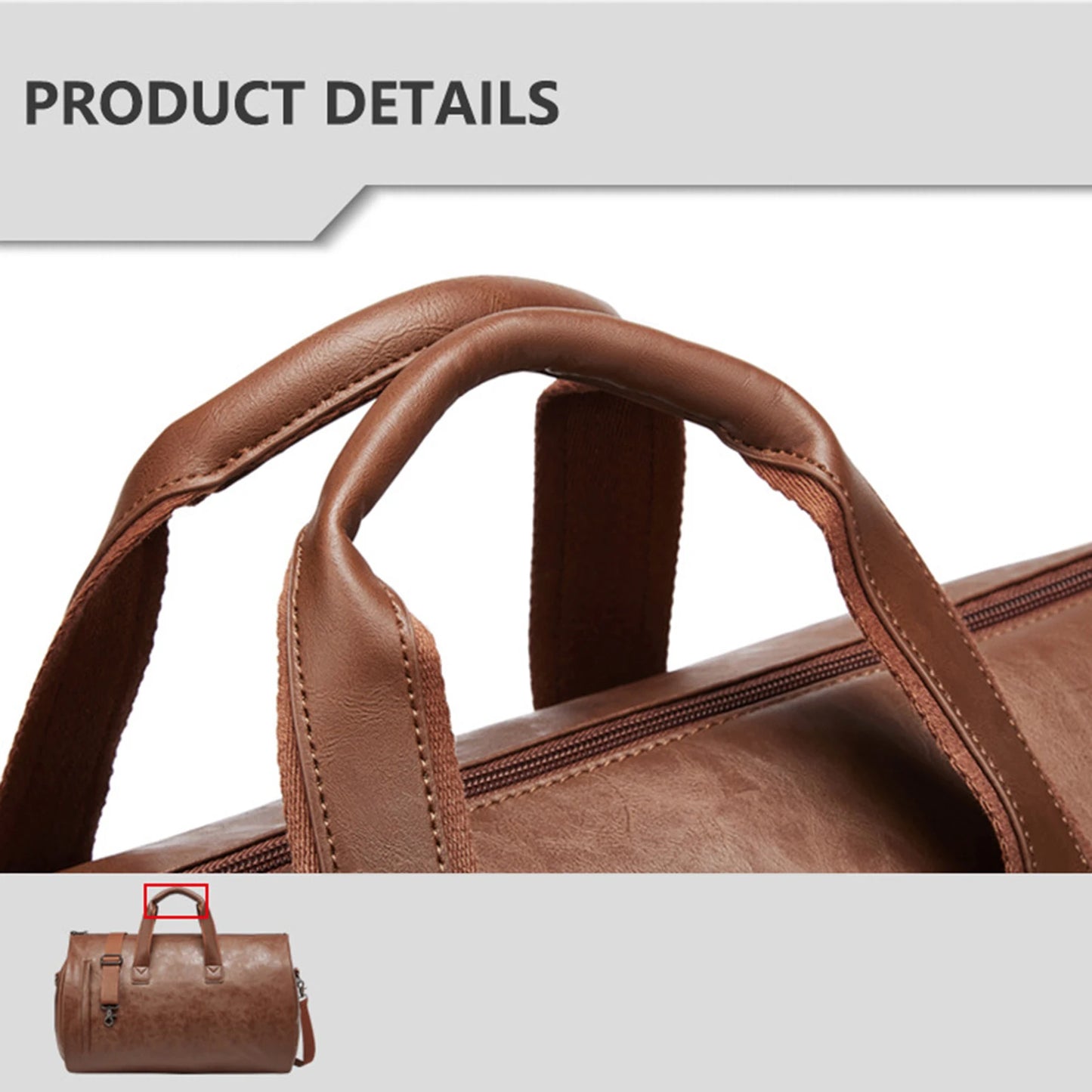 Leather Duffle Bag Large Weekender Bag with Shoes Compartment